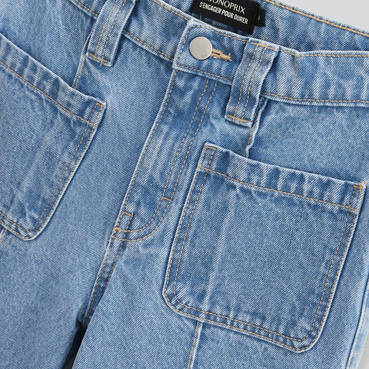 Jean large avec poches light blue stone, MONOPRIX