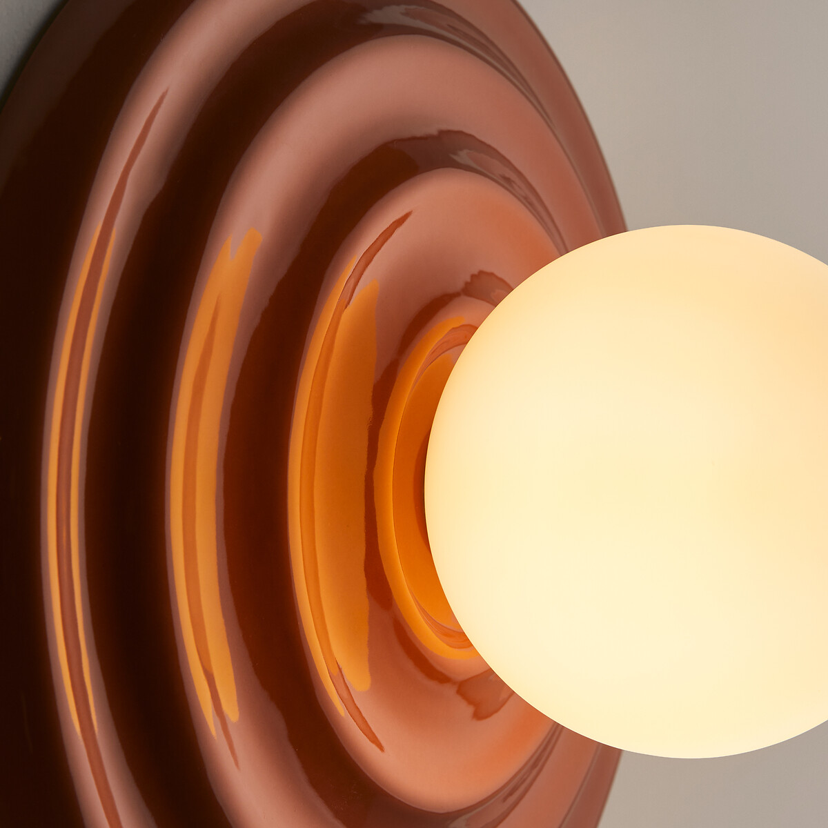 Holi Wall Or Ceiling Light in Ceramic and Opaline Glass, Diameter 24.5cm terracotta, LA REDOUTE INTERIEURS