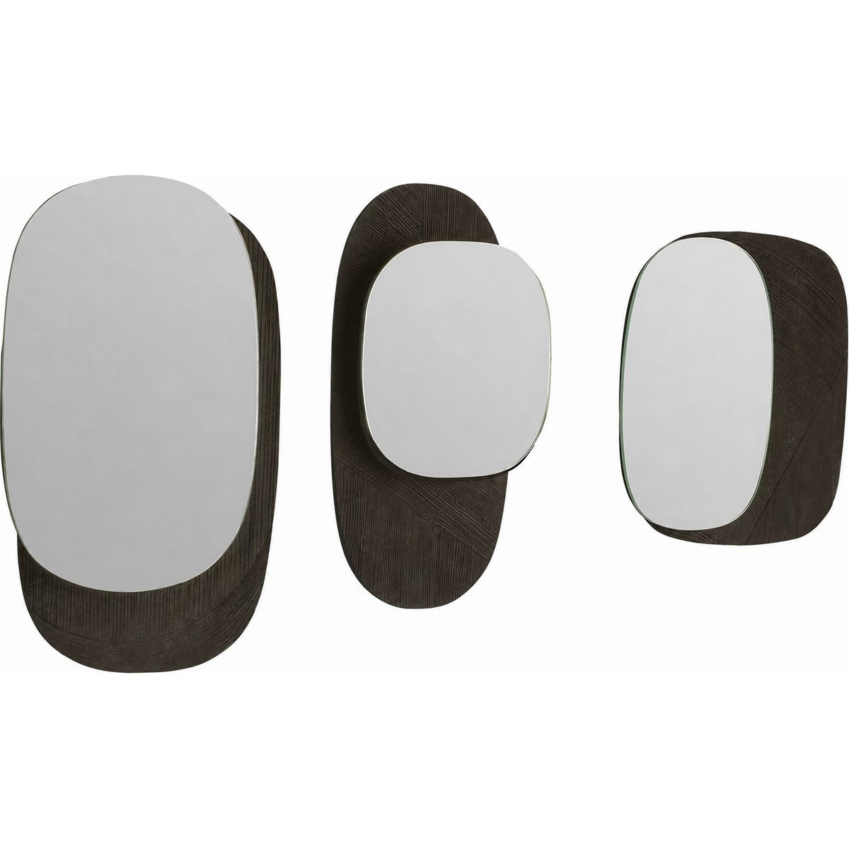 Lot de 3 miroirs en bois de manguier noir, RECOLLECTION