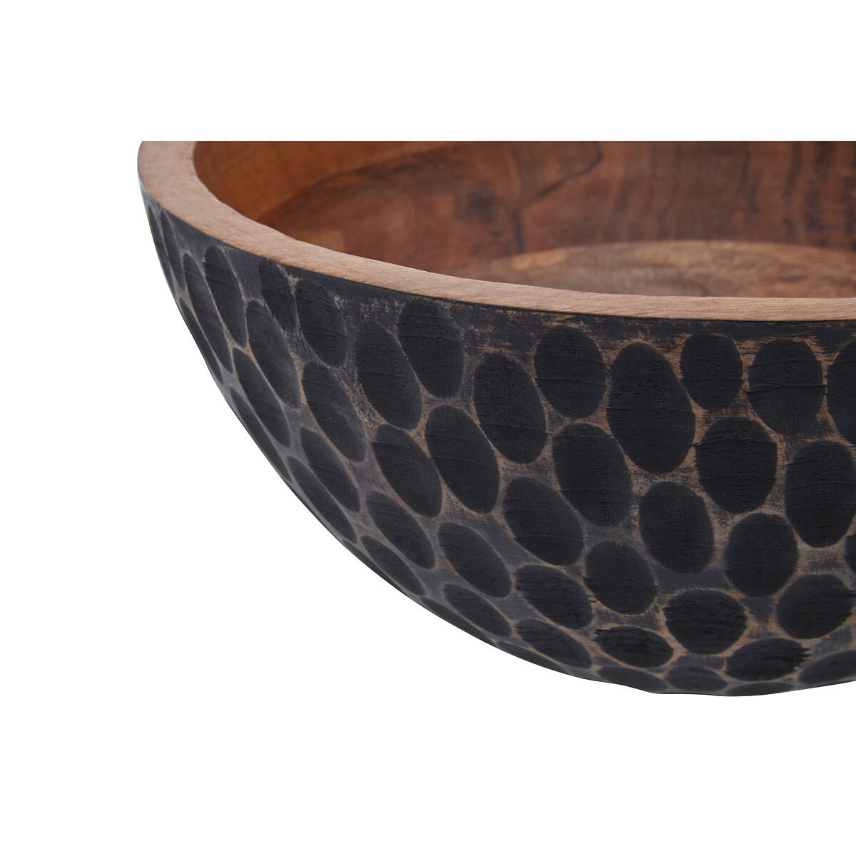 Medium Mango Wood Serving Bowl with Black Enamel black, SO'HOME