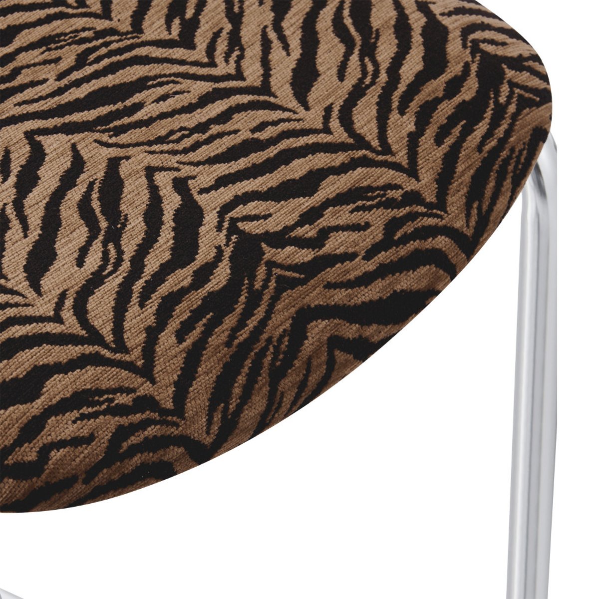 Lot de 2 chaises imprimé tigre pieds chrome- MARCEL marron, DRAWER