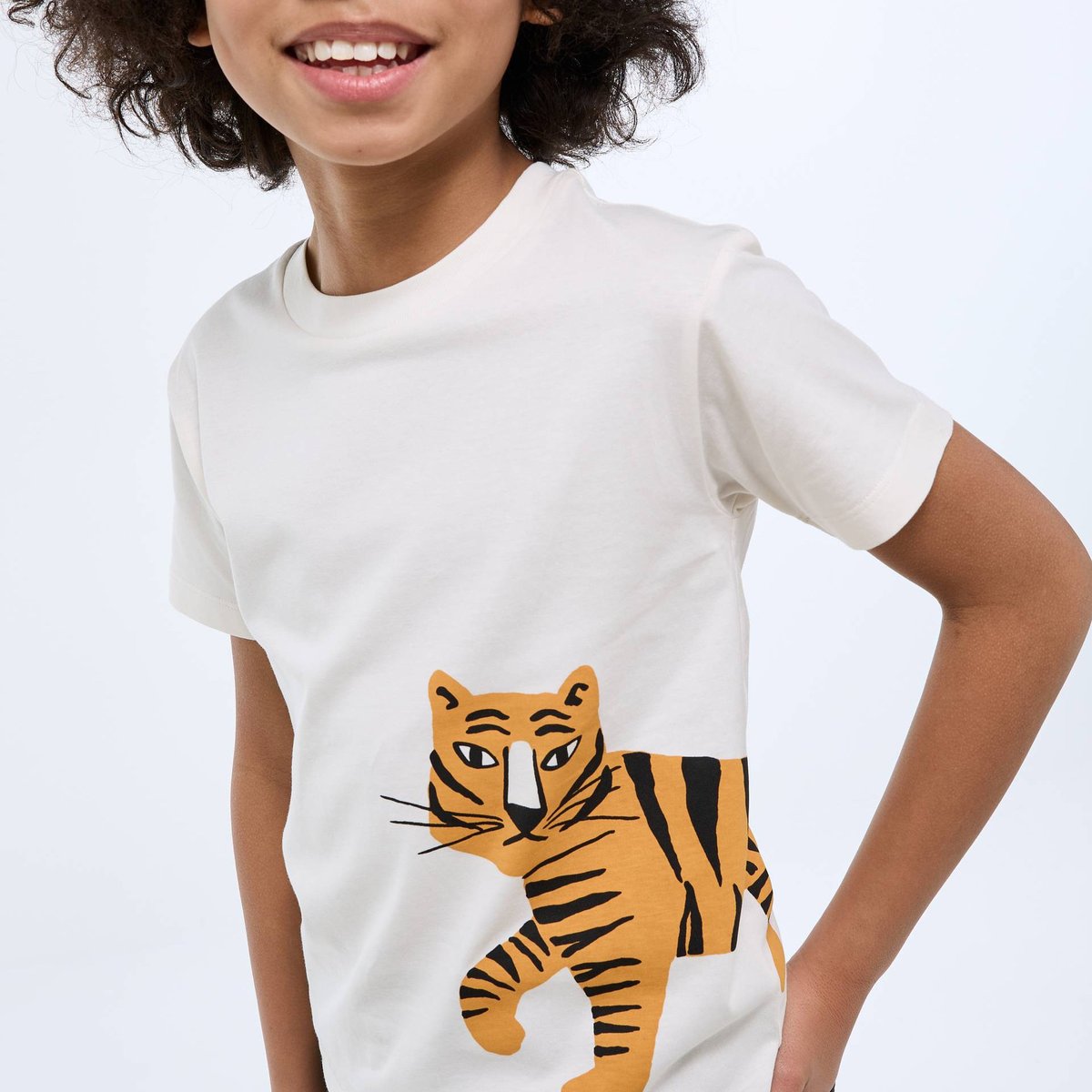 T-shirt manches courtes imprimé en coton BIO GOTS naturel, MONOPRIX