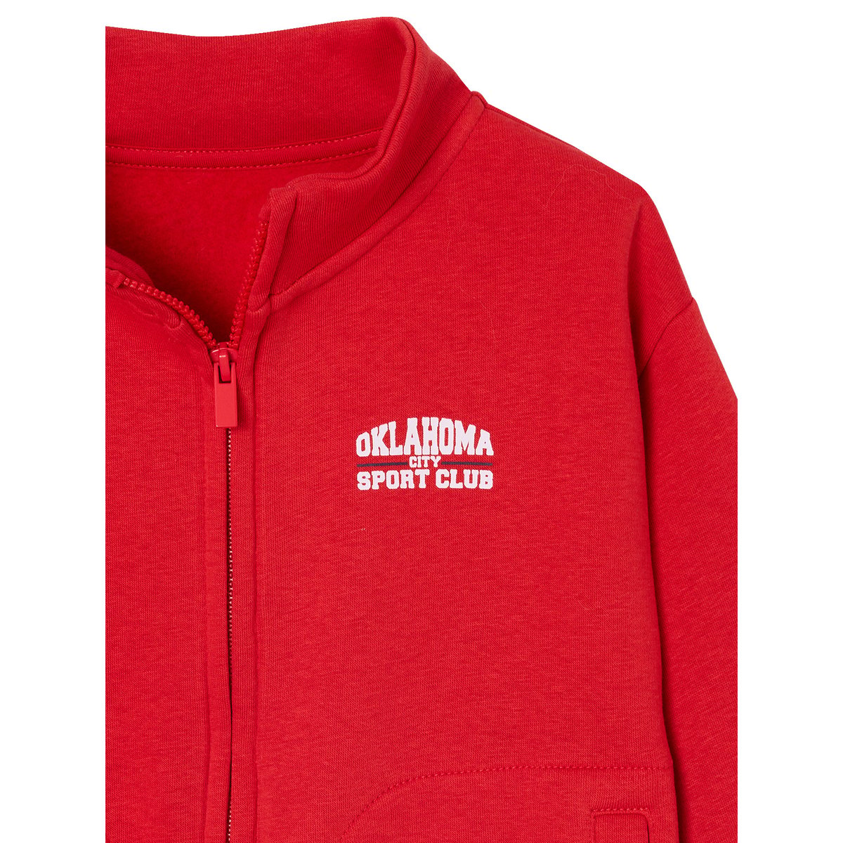 Sweat zippé col camionneur rouge, VERTBAUDET