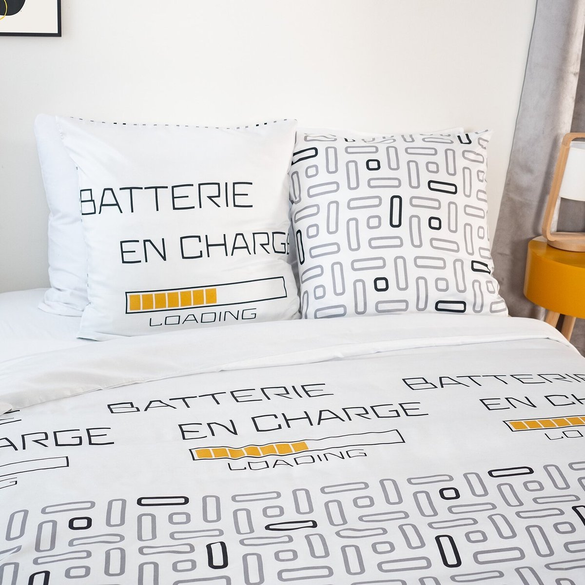 Parure housse de couette microfibre, Loading blanc, C DESIGN HOME TEXTILE