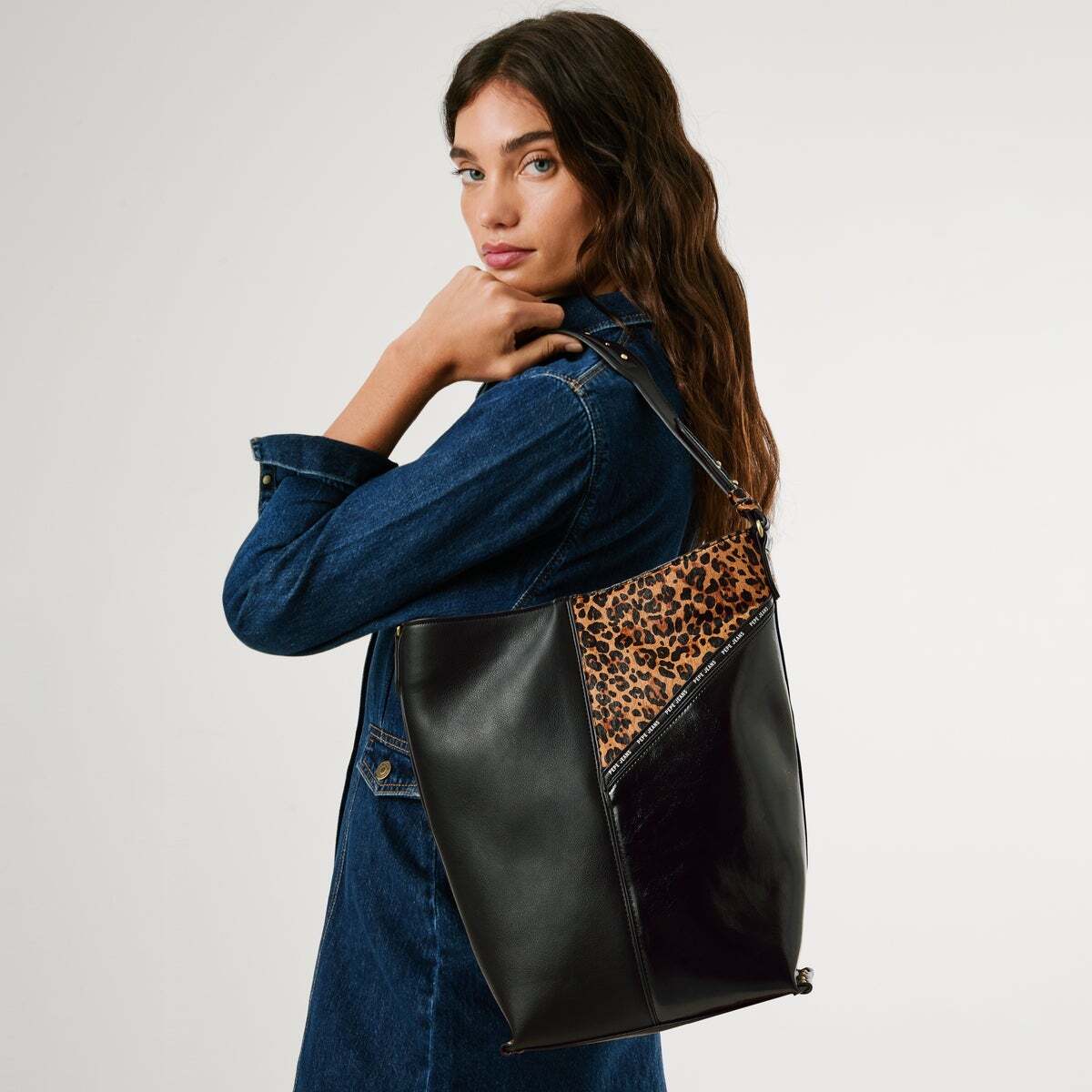 Sac Shopper Effet Cuir noir, PEPE JEANS