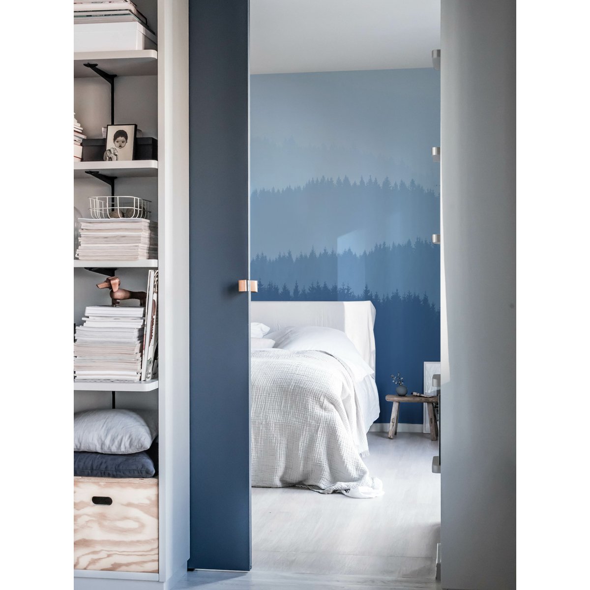 Papier peint panoramique Low Mountains, Beige 170 x 250cm bleu ciel, ACTE DECO