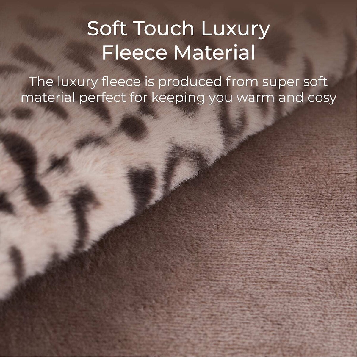 Fleece Electric Over Blanket Leopard Faux Fur brown , CARMEN