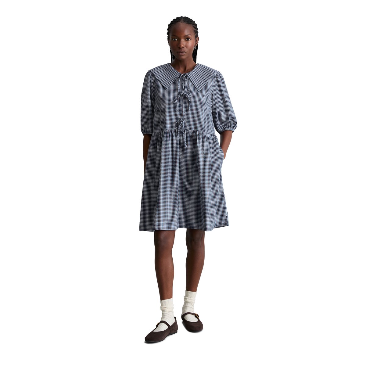 Robe en seersucker relaxed en coton mélangé bleu clair, MARC O’POLO DENIM