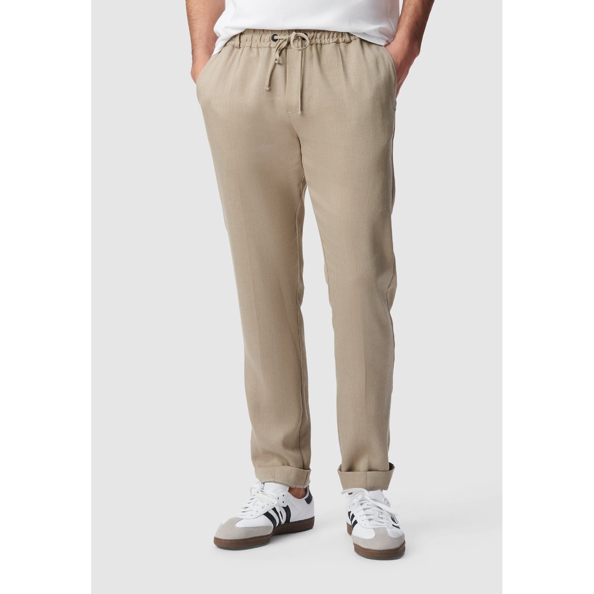 Jogpant de costume lin mélangé beige fonce, IKKS