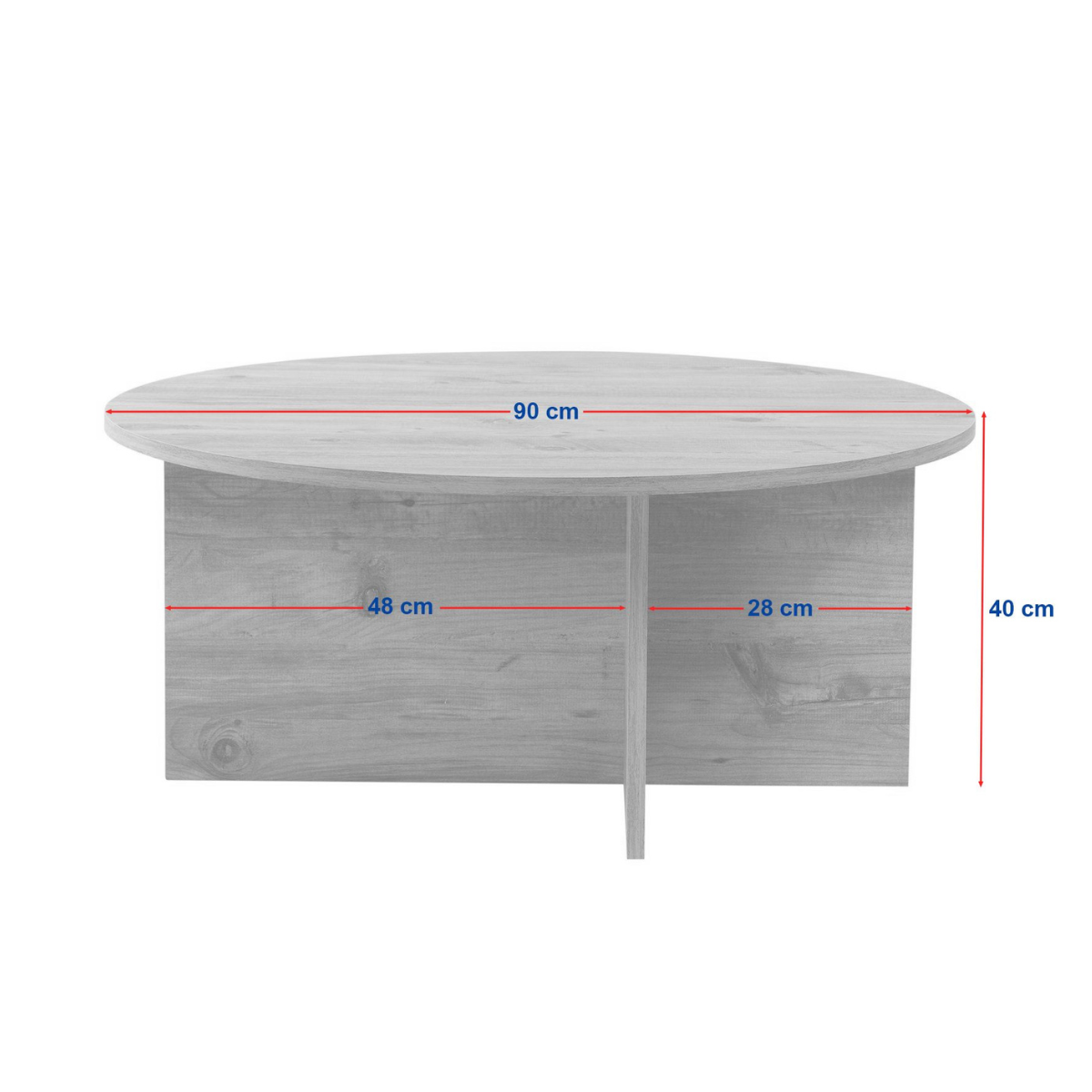 Table basse avec plateau arrondi - SOLEIL pin atlantique, CALICOSY