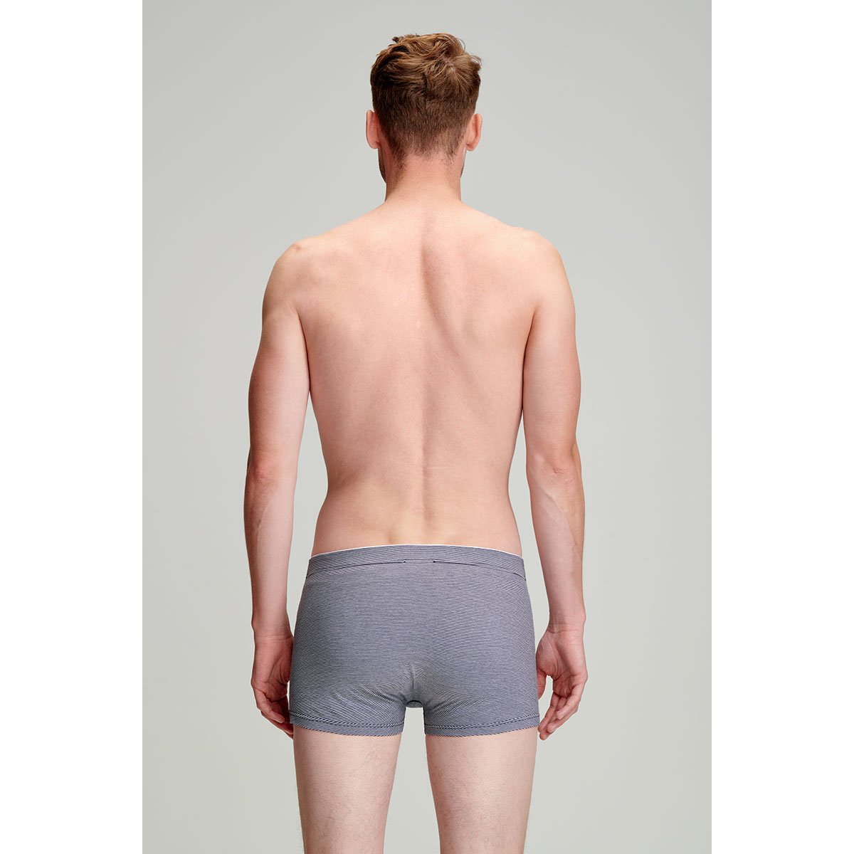 Boxer fines rayures en coton léger bio marine deep / blanc, ARMOR-LUX