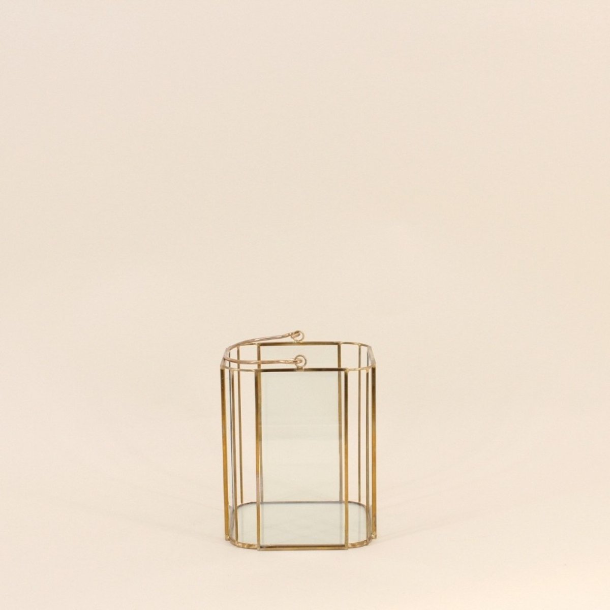Lanterne en verre et métal 16cm doré, ORNAMI