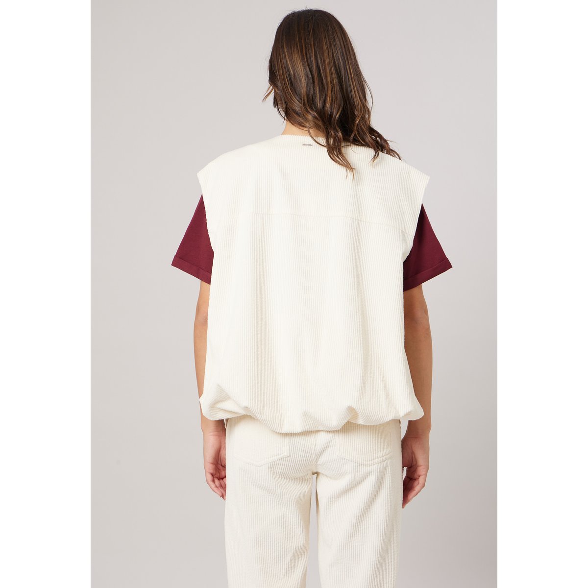 Veste sans manches ample femme en 100% coton ZOSTINE cream, DEELUXE