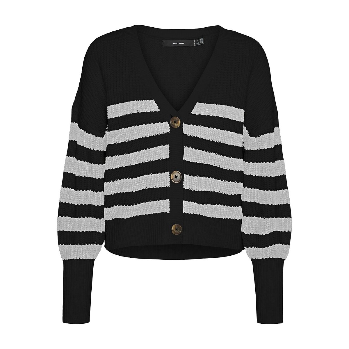 Gilet col V à rayures rayé noir, VERO MODA