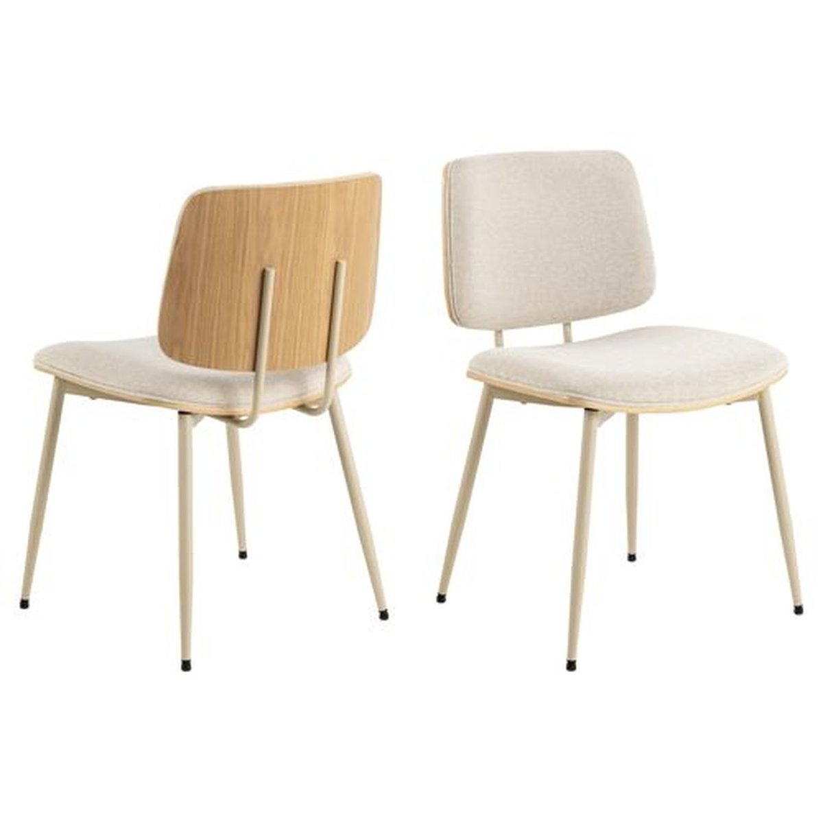 Lot de 2 chaises de salle à manger en tissu AULNE beige, TOILINUX