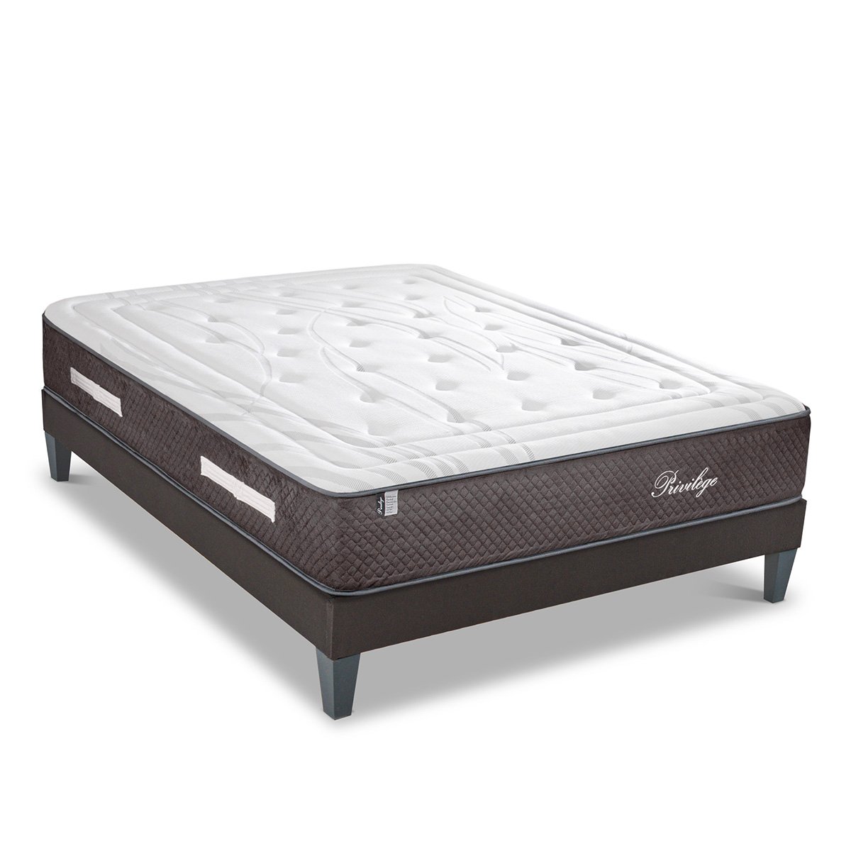 Ensemble Matelas Hybride PRIVILÈGE avec sommier blanc, BELLECOUR