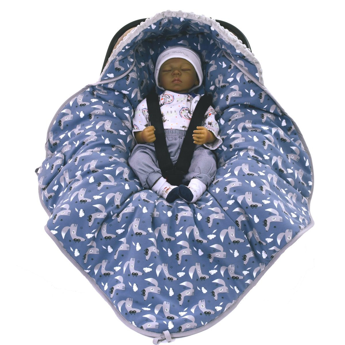 Couverture enveloppante réversible et multi-usage, SUPER LOUP bleu, loup, SEVIRA KIDS
