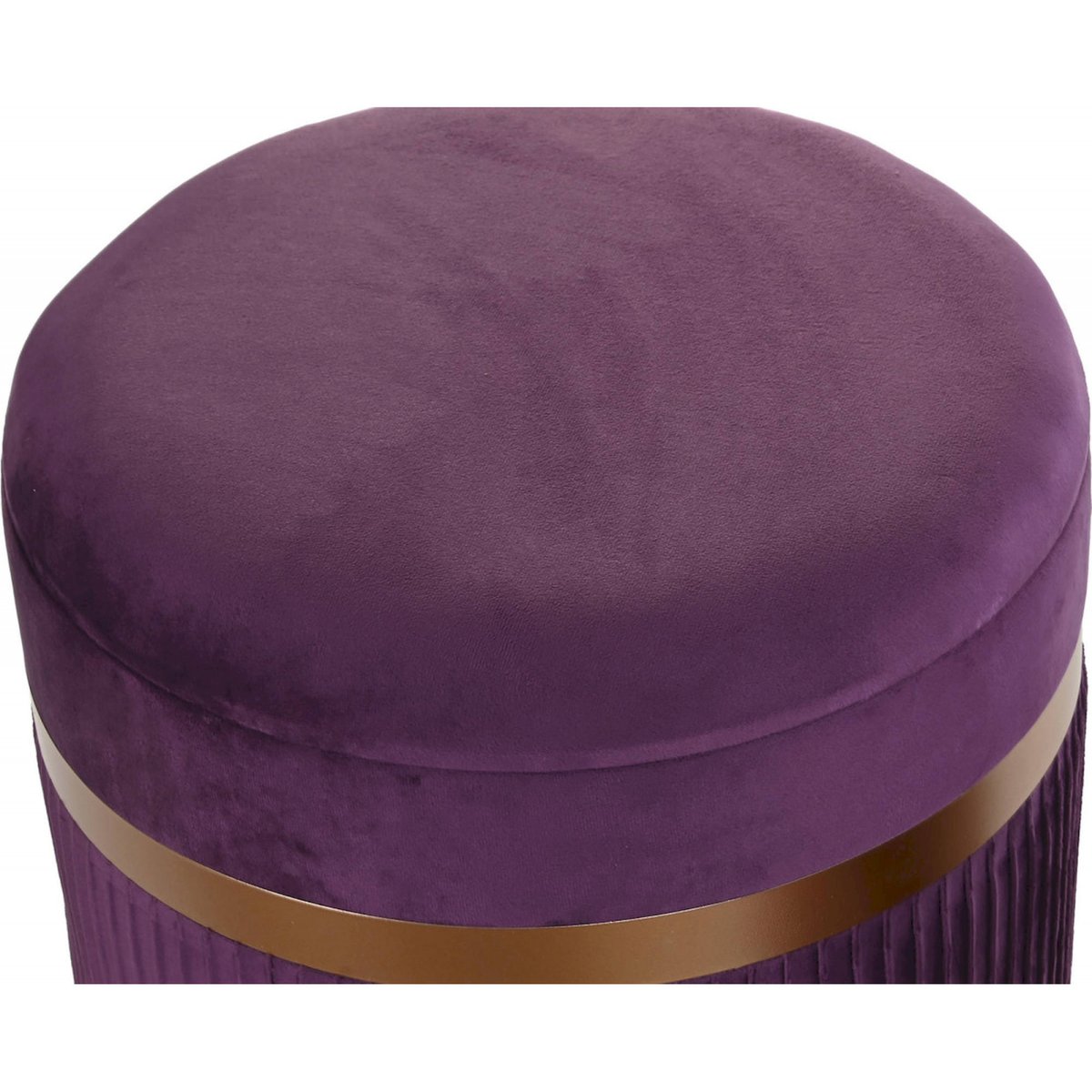Pouf repose-pieds en velours (lot de 2) velours violet bordure dorée, RECOLLECTION