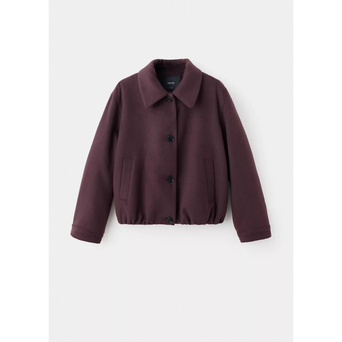 Manteau court col chemise grenat, MANGO TEEN