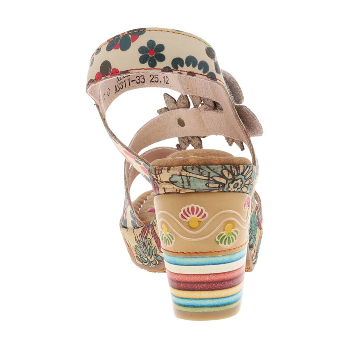 Sandales en cuir beiges à semelle décroché moyen et des bandes auto-agrippantes beige, LAURA VITA