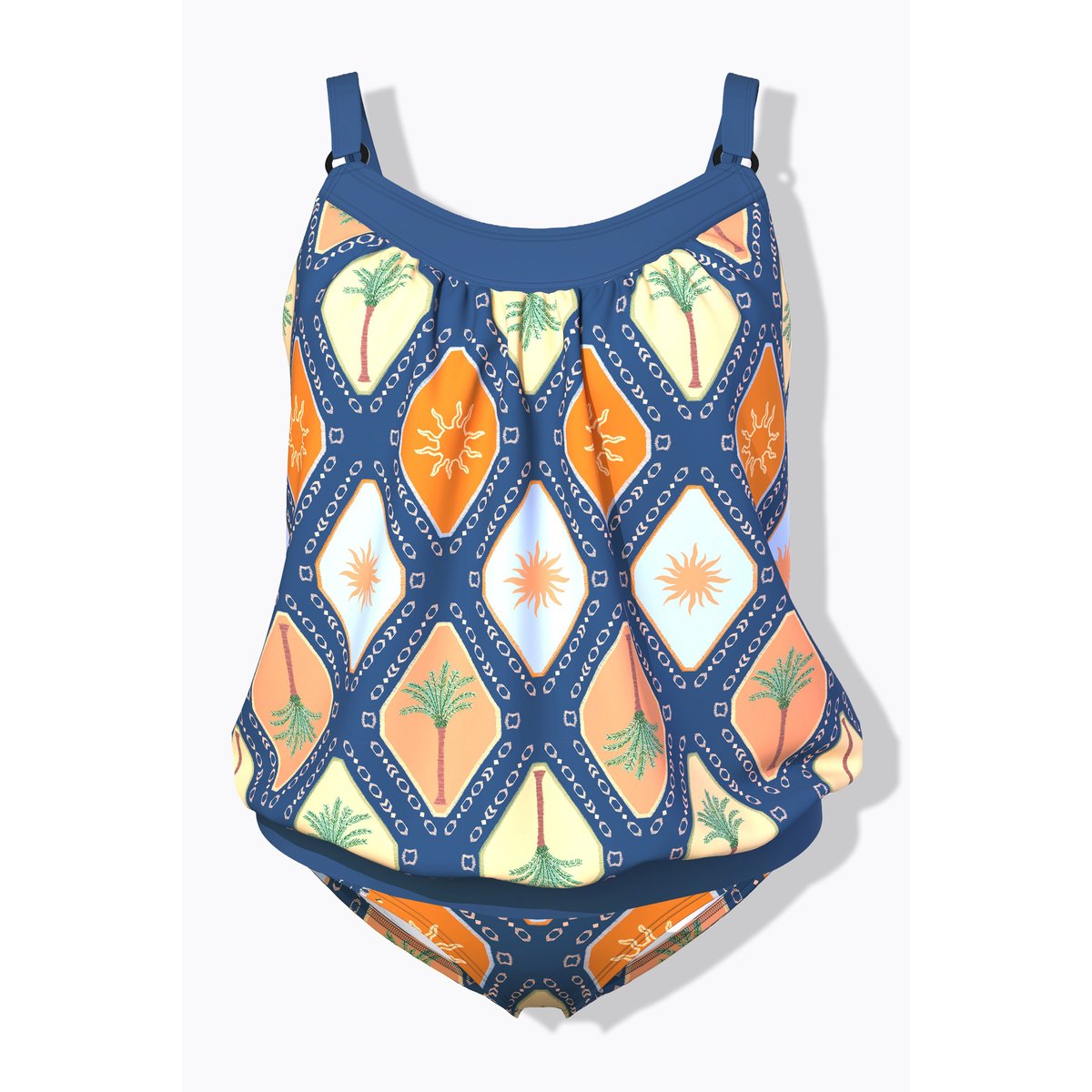 Tankini à bonnets souples. Imprimé baleine bleu, ULLA POPKEN
