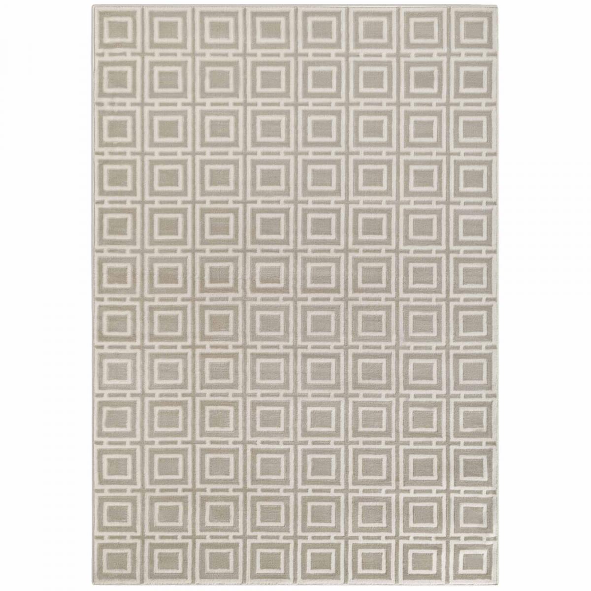 Tapis salon HOWLITE motif géométrique, design graphique et original, confort crème, UN AMOUR DE TAPIS