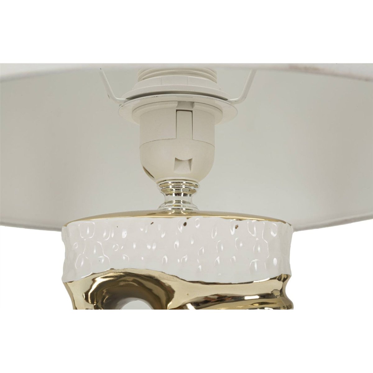 Lampe à poser en céramique ajourée GLAM blanc et or, RECOLLECTION