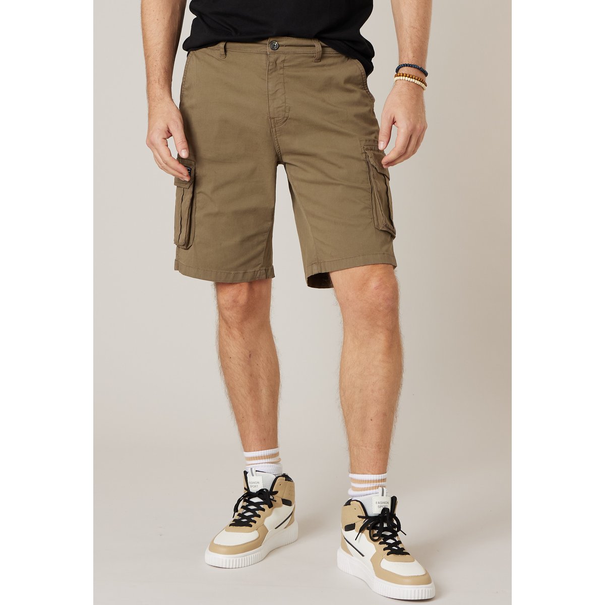 Bermuda loose homme twill coton strech SLOG olive, DEELUXE