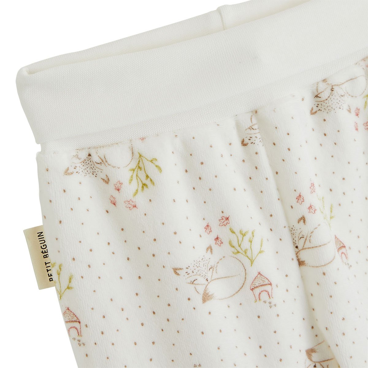 Ensemble bébé gilet et pantalon avec pieds en velours Doucette ecru, PETIT BEGUIN