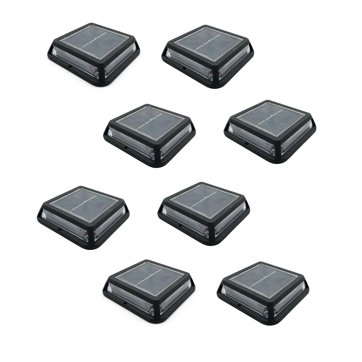 Lot de 8 Balise solaires carrées QUADRY noir, LUMISKY