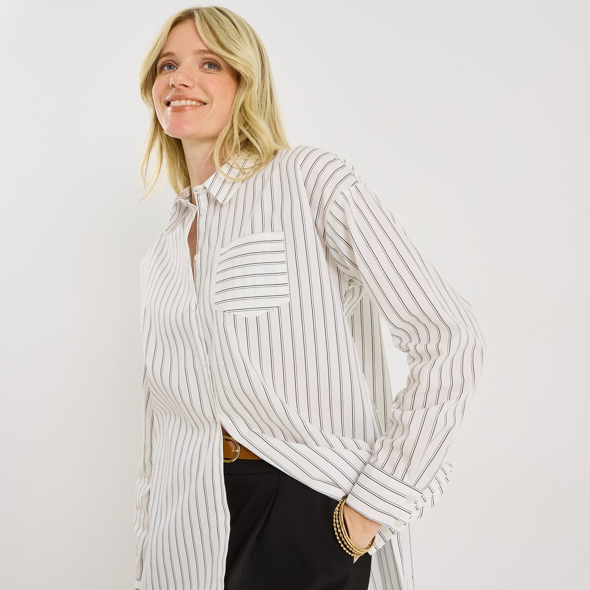 Chemise à rayures blanc cassé ecru, GRAIN DE MALICE