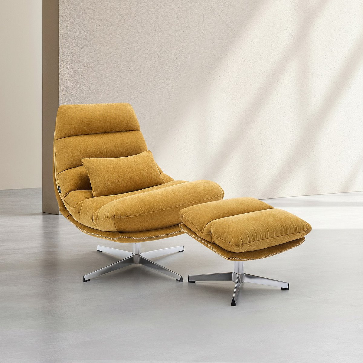 Fauteuil droit polyester ODERZO jaune moutarde, jaune, HABITAT