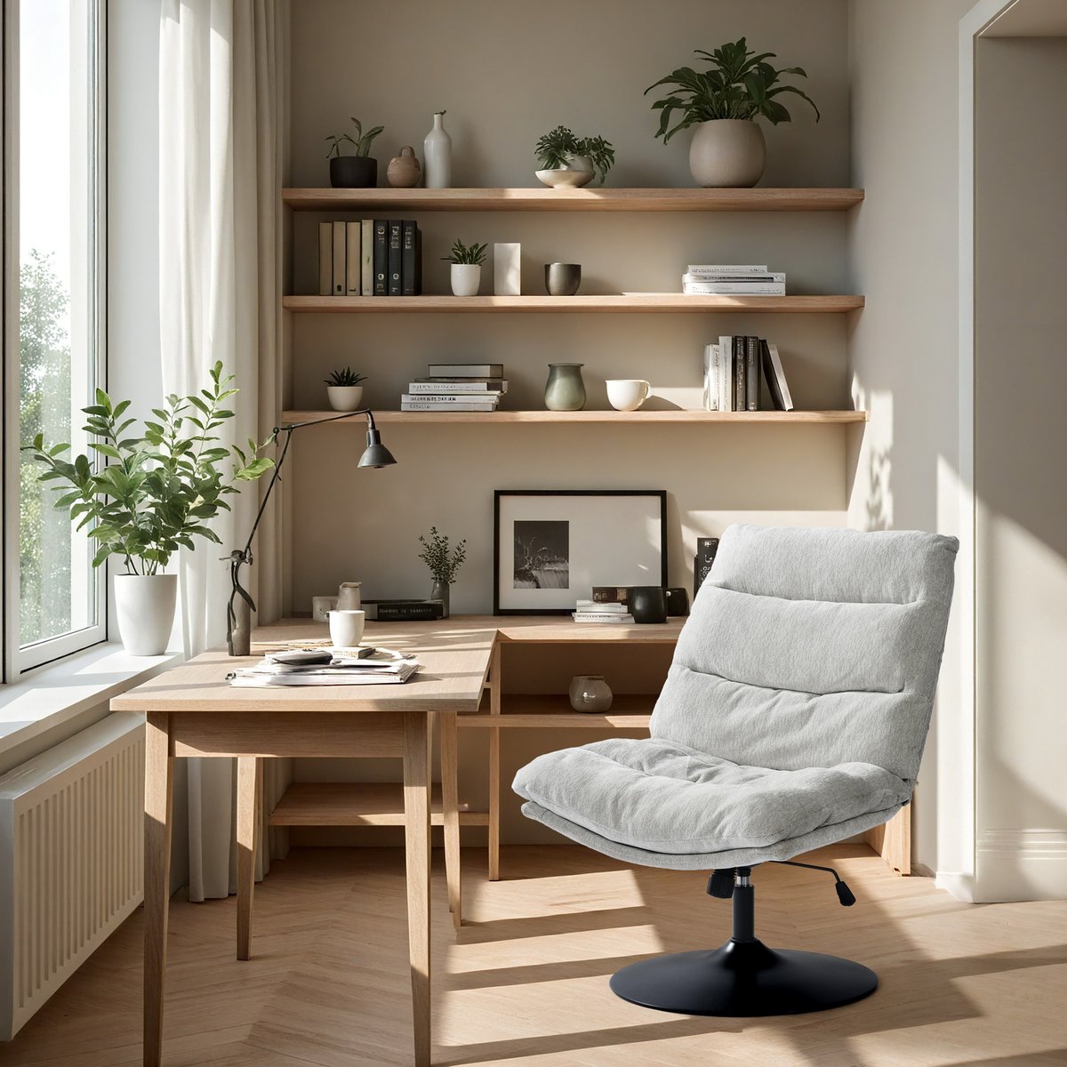 Chaise de bureau rotatif hauteur réglable avec inclinable sans accoudoirs, LAMBERYOFFICE gris, MEUBLES COSY