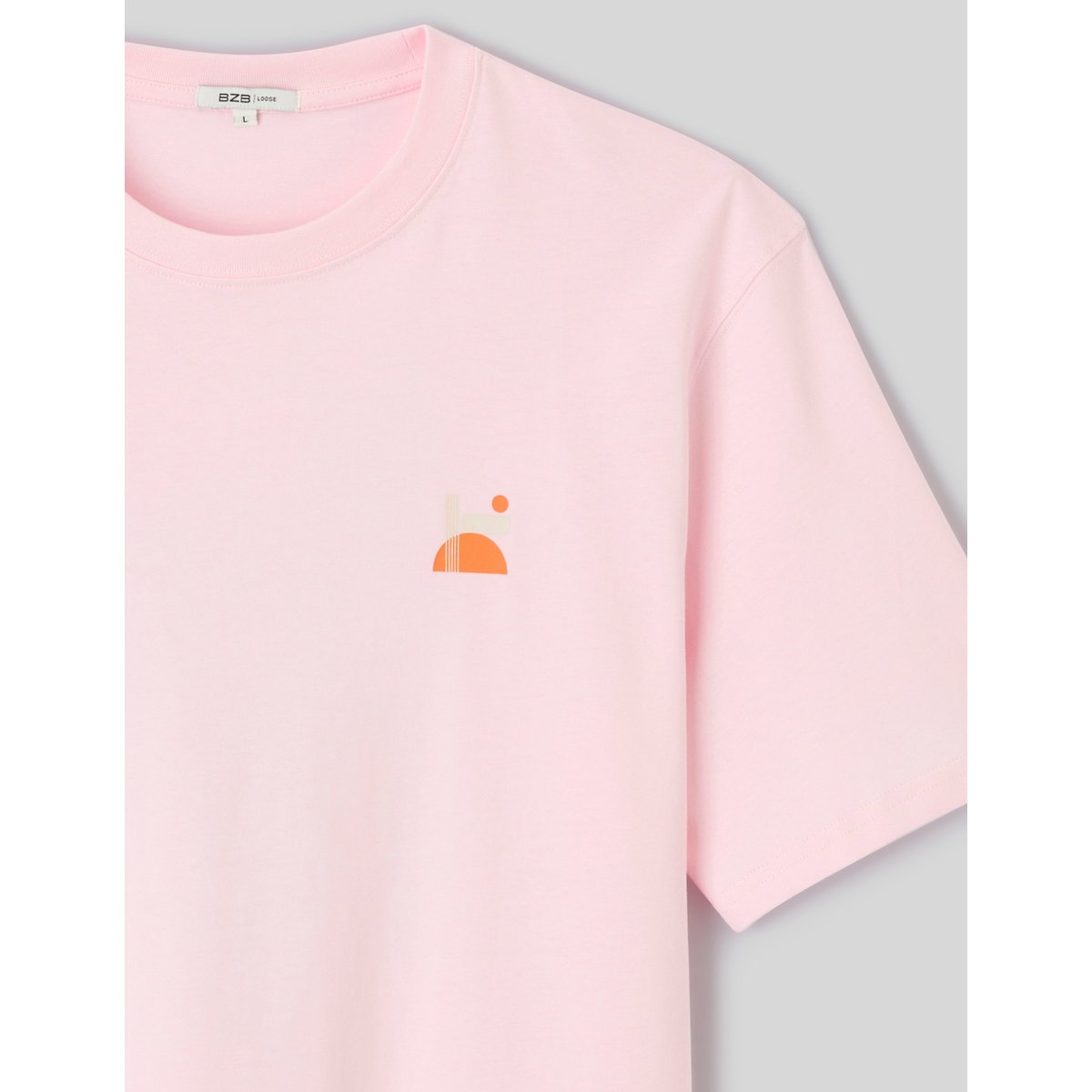 T-shirt imprimé devant / dos rose pâle, BZB