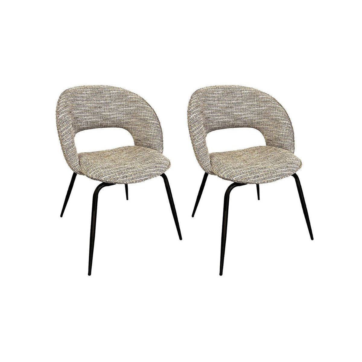Lot de 2 chaises tissu texturé, DOMI gris, BOBOCHIC