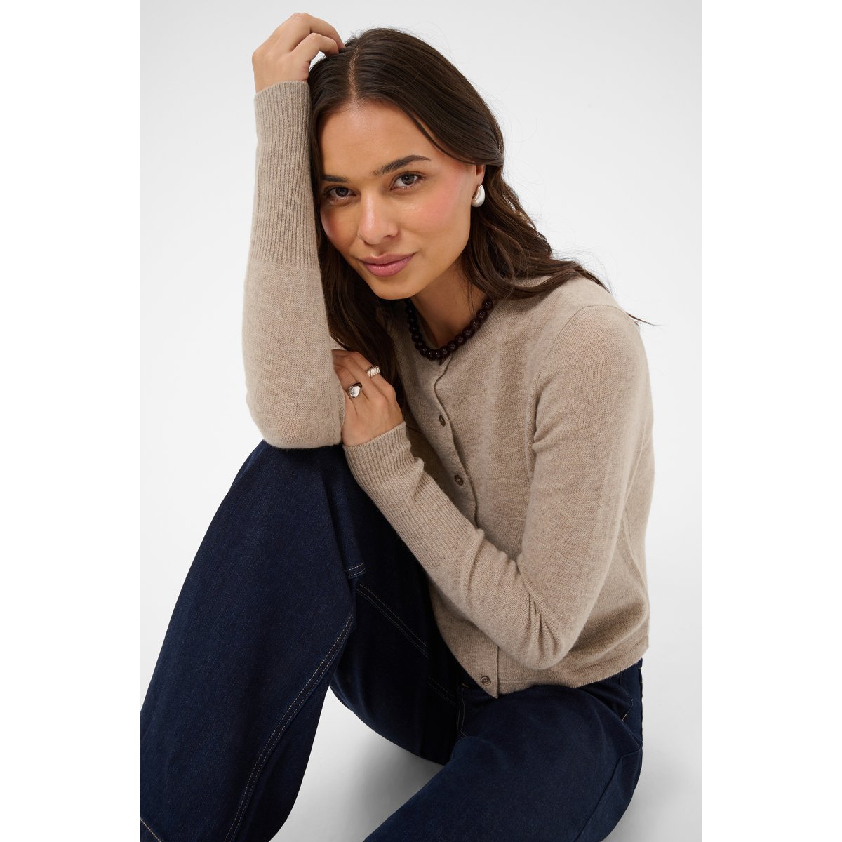 Cardigan à tricot beige beige melange, KAFFE