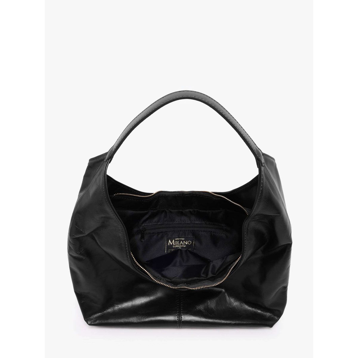 sac porté épaule Shiny sauvage cuir nero, MILANO