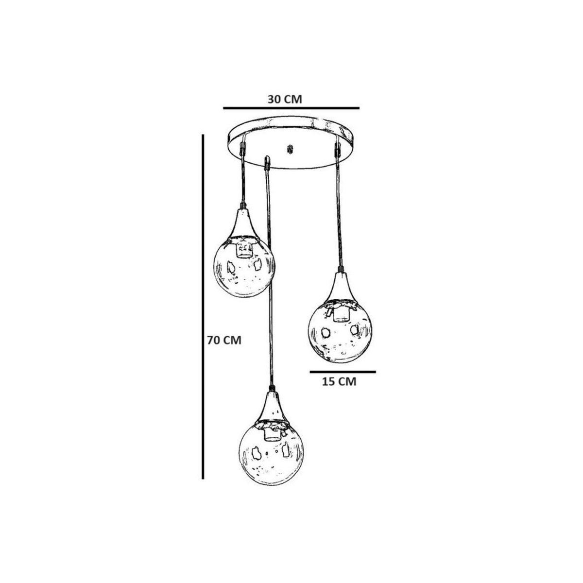 Suspension 3 globes en verre SIERRE blanc, PIER IMPORT