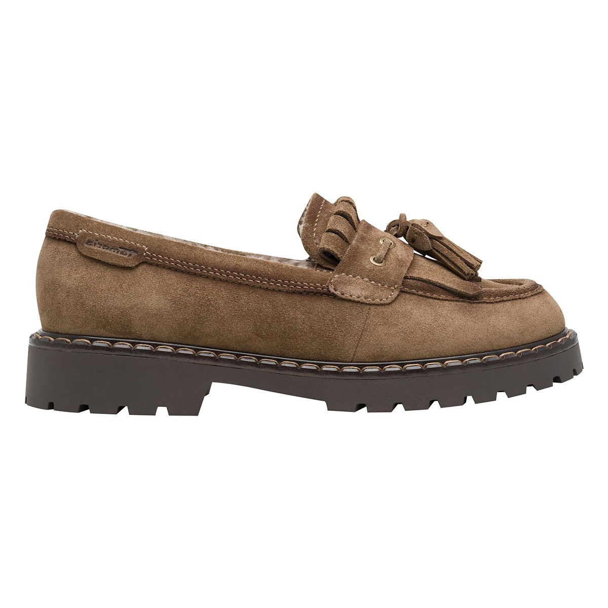 Suède loafers met franjes camel, TAMARIS