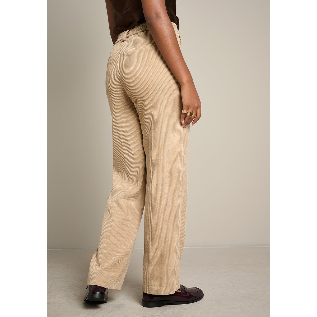 Pantalon large en velours côtelé lt beige, LOLALIZA
