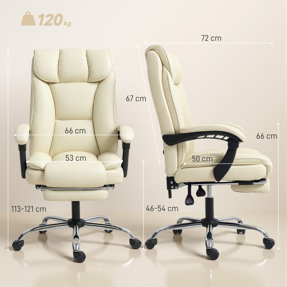 Chaise de bureau Revêtement synthétique Beige beige, HOMCOM