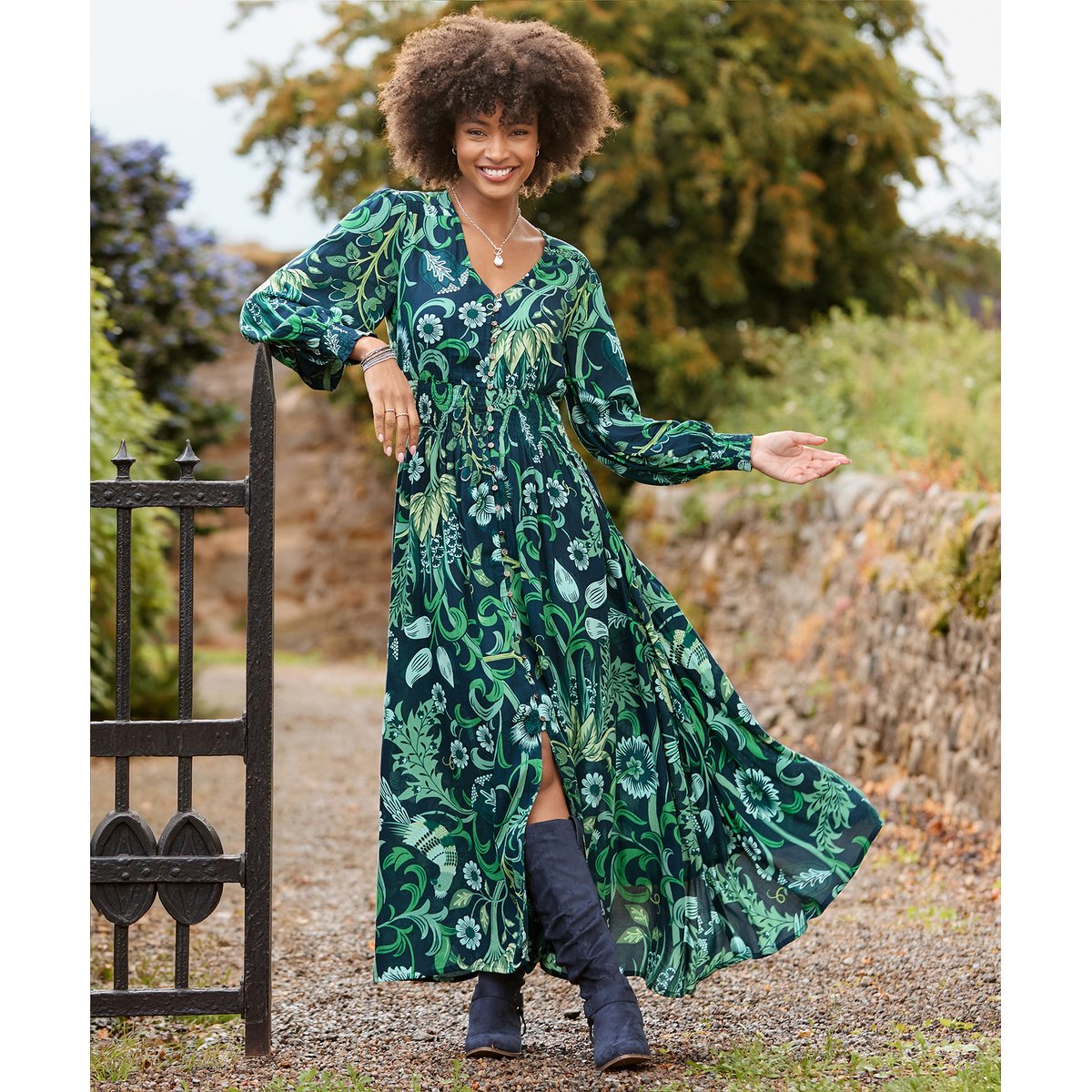Robe Longue à Manches Longues Florence vert, JOE BROWNS
