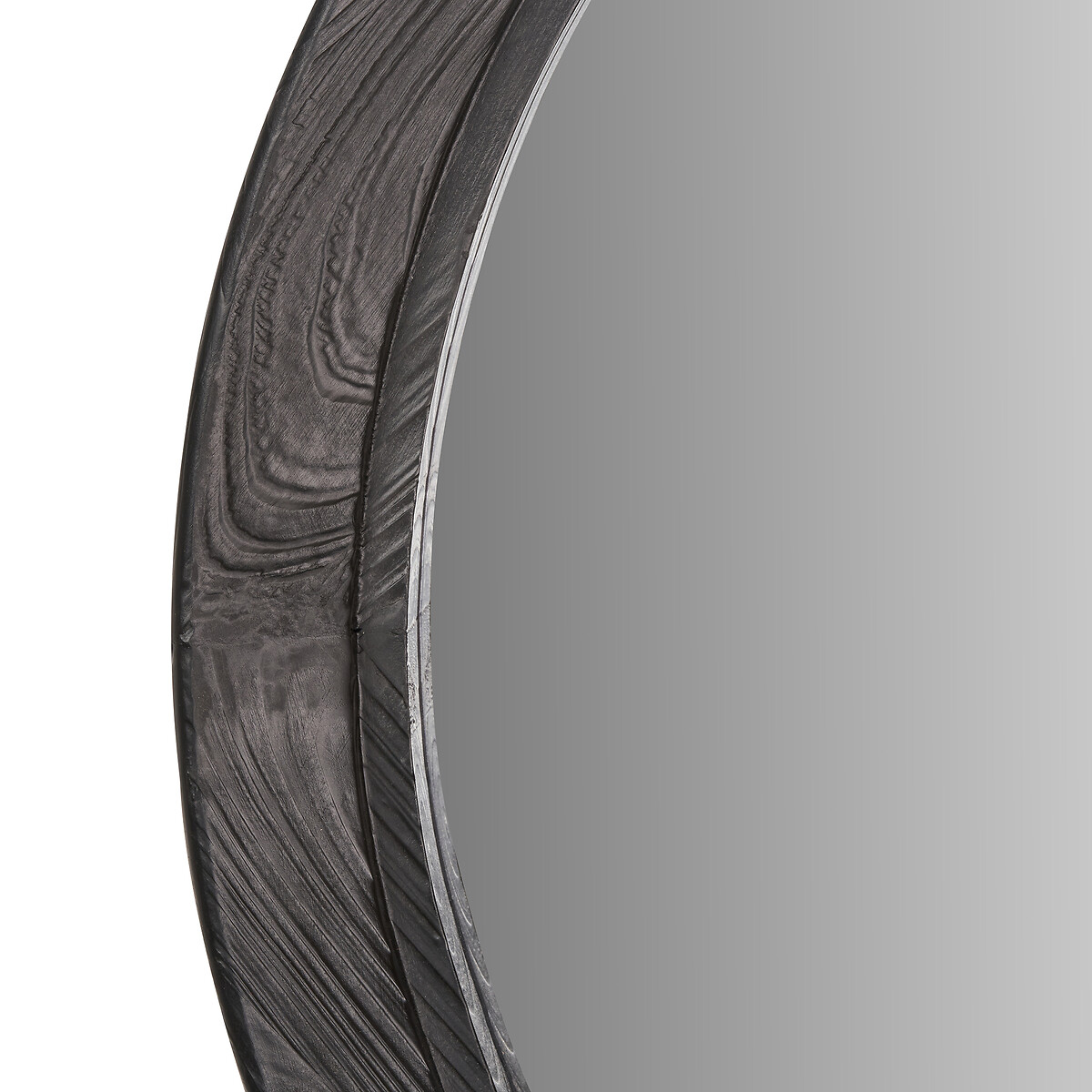 65cm Earlswood Round Black Fir Wood Effect Wall Mirror black, ÉDITÉ