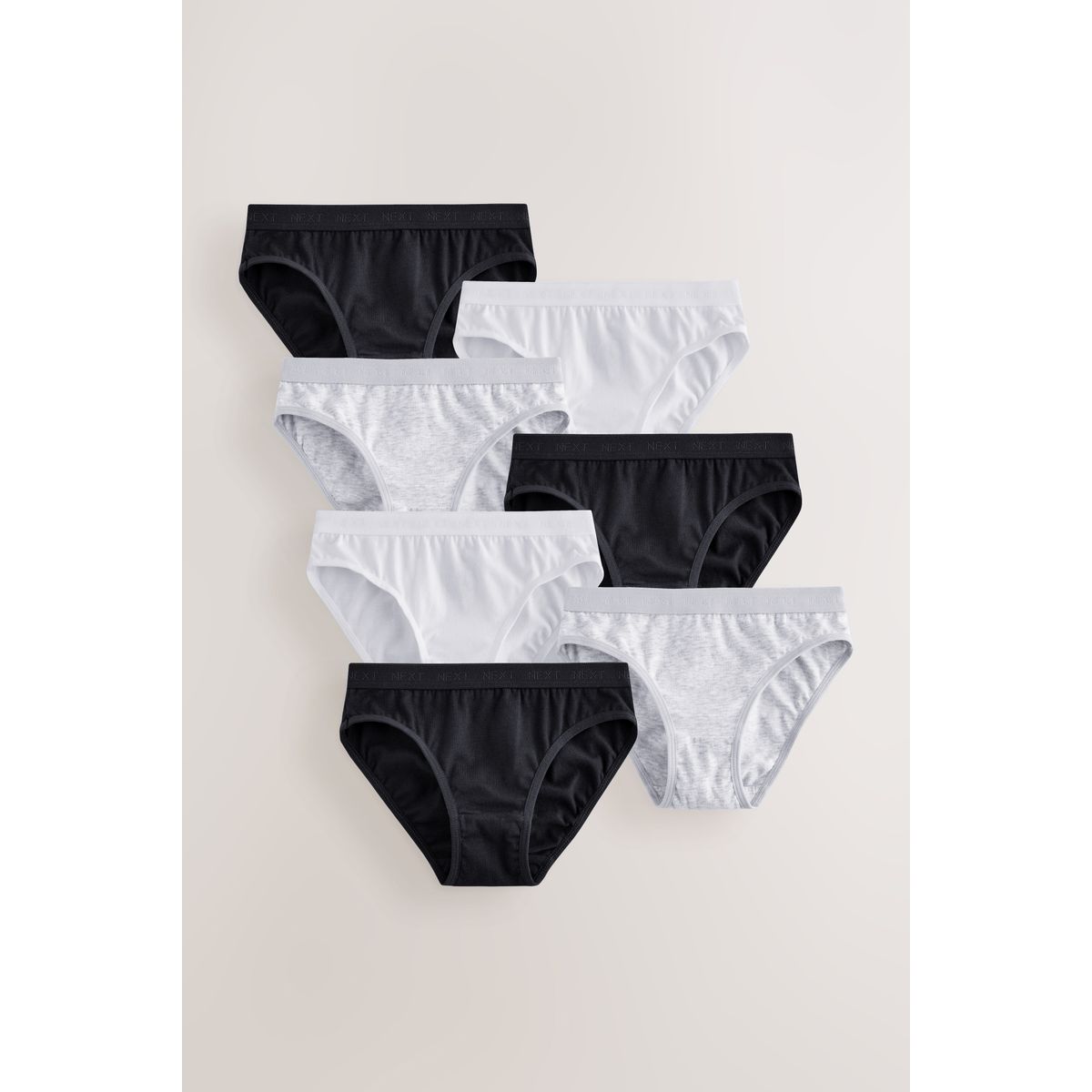 Culotte coupe bikini, lot de 7 noir/blanc/gris, NEXT