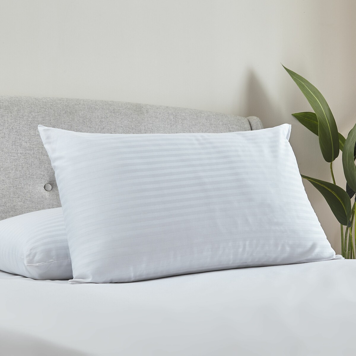 Hotel Satin Stripe Cotton Pillow Pair white, CATHERINE LANSFIELD