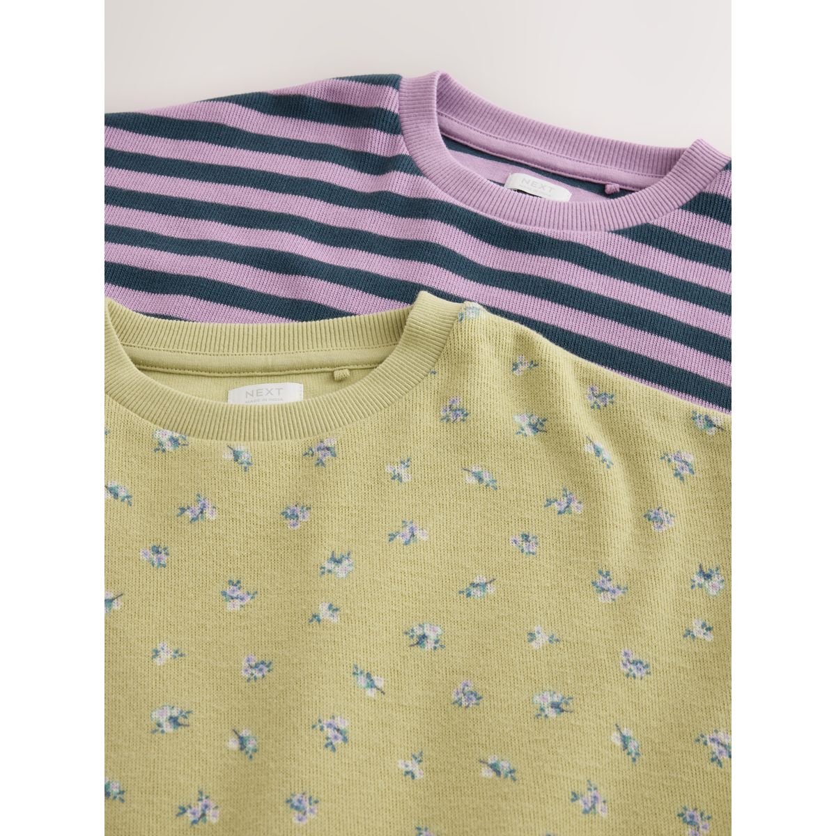 Sweat côtelé confortable, lot de 2 vert/violet, NEXT