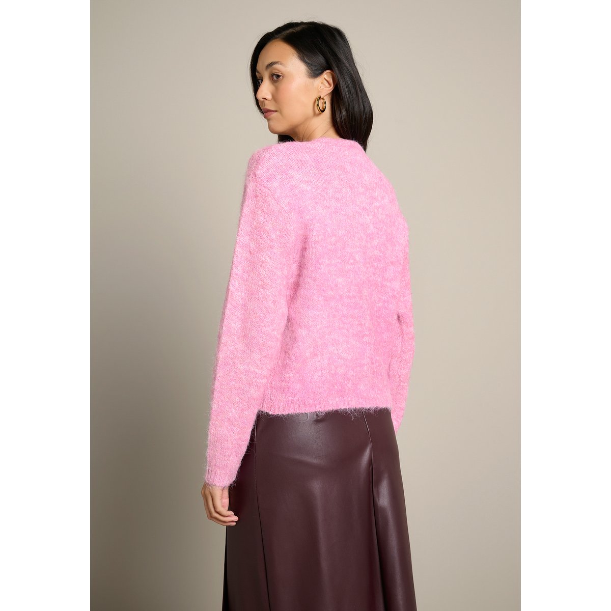 Gilet maille douce rose bubblegum, LOLALIZA