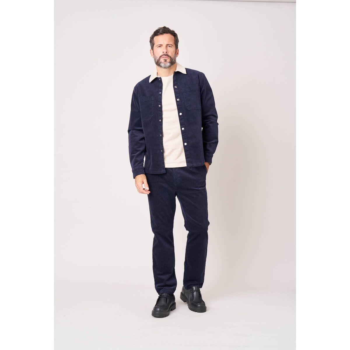 Chemise loose homme en coton GIDEON navy, DEELUXE