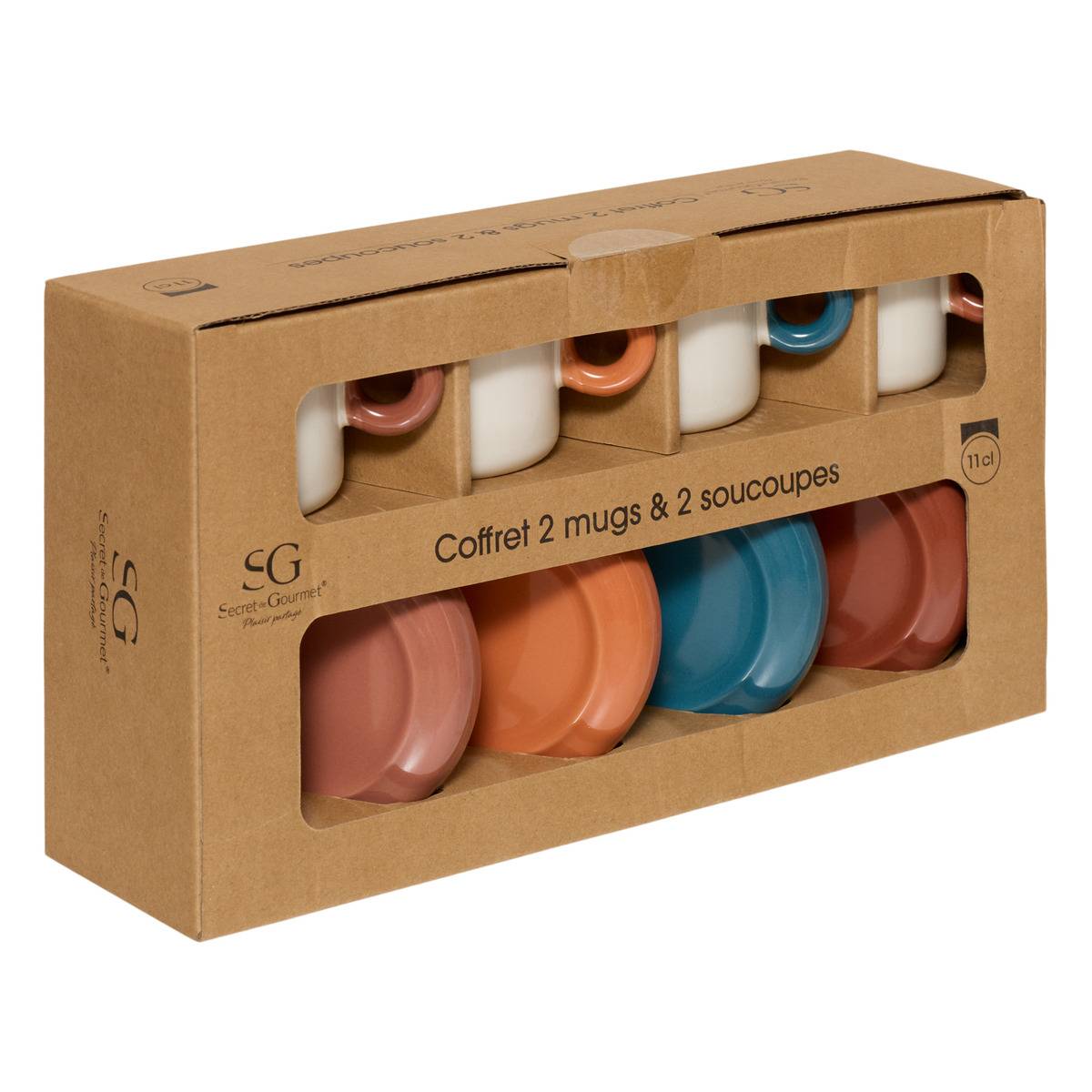 Coffret de 4 tasses en grès HOMY multicolore, ATMOSPHERA