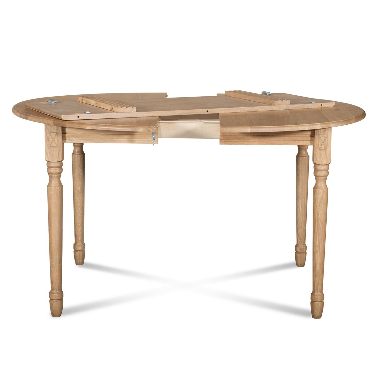 Table extensible ronde bois D115 avec 1 allonge et pieds tournés - VICTORIA chêne, HELLIN, DEPUIS 1862